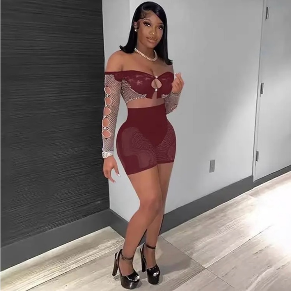 Elegant brown 2 piece short set